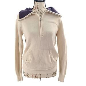 LRL Lauren Jeans Nautical varsity women's sweater cream Size Small Fisherman